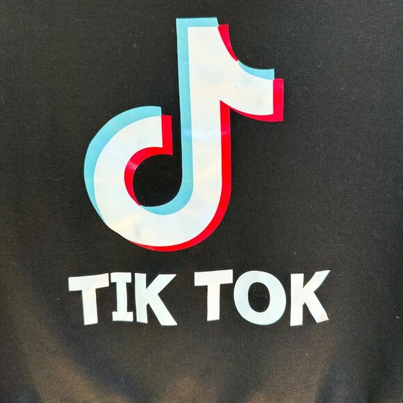 TikTok Logo Black Hoodie Cropped Cute Cozy Size M - Picture 10 of 12